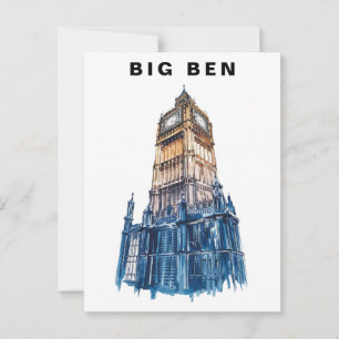 Big Ben London UK Reise Aquarell  Postkarte