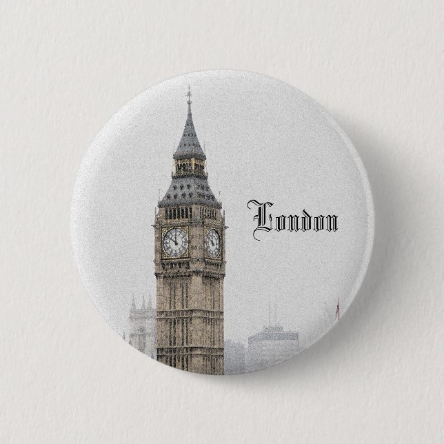 Big Ben London (Wasserfarbe) Button (Vorderseite)