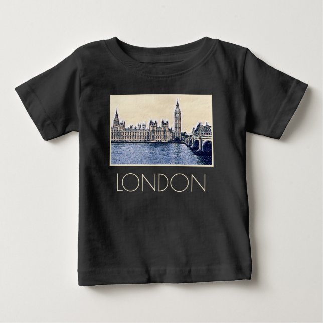 Big Ben London Watercolor Baby T-shirt (Vorderseite)