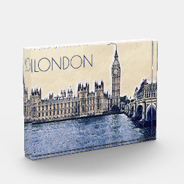Big Ben London Watercolor Fotoblock