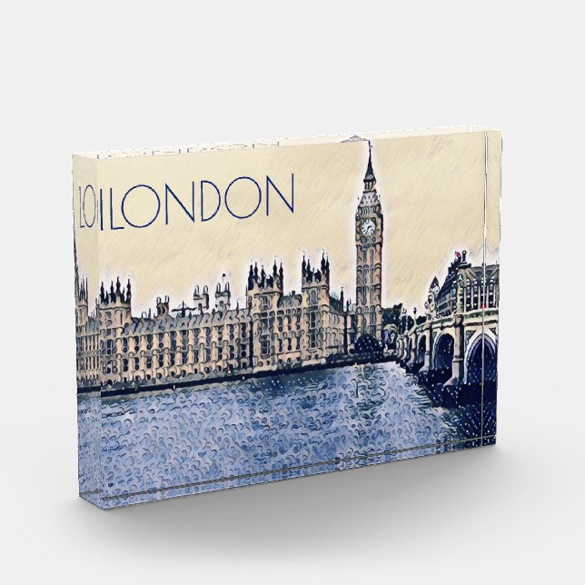 Big Ben London Watercolor Fotoblock (Links)