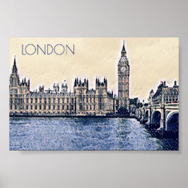 Big Ben London Watercolor Poster