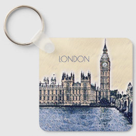 Big Ben London Watercolor Schlüsselanhänger