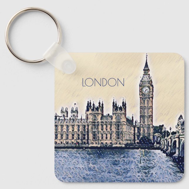 Big Ben London Watercolor Schlüsselanhänger (Vorderseite)