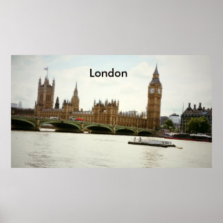 Big Ben Parliament and Thames Poster