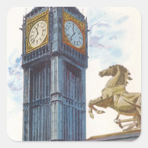 Big Ben Uhrturm im Palace of Westminster Quadratischer Aufkleber