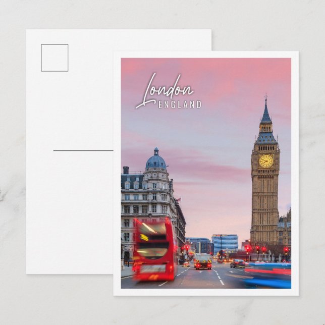 Big ben und Häuser des Parlaments London England Postkarte (Vorne/Hinten)