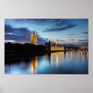 Big Ben und Palast von Westminster in der Nacht Poster