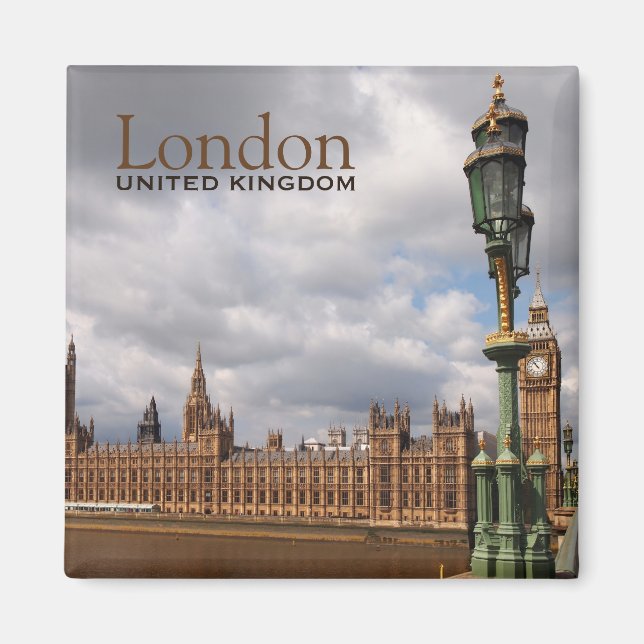 Big Ben und Parlament in London: Textmagnet Magnet (Vorne)
