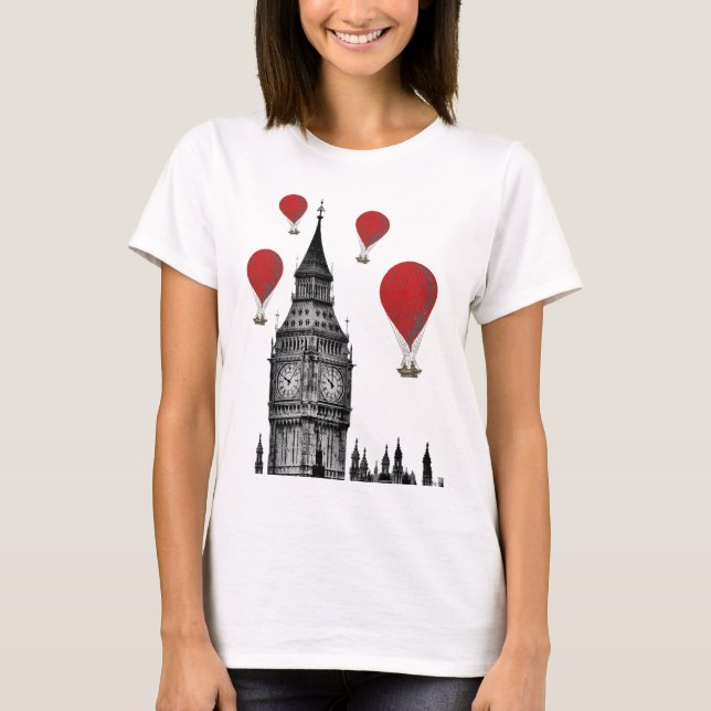 Big Ben und Red Hot Air Balloons 2 T-Shirt (Vorderseite)