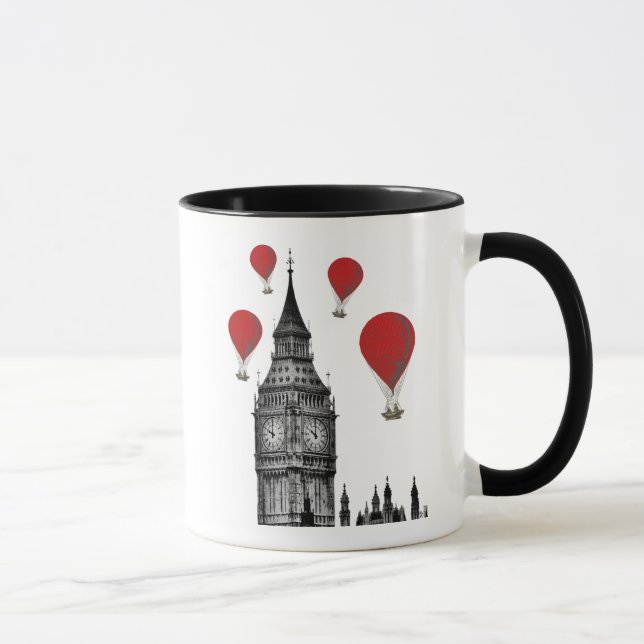 Big Ben und Red Hot Air Balloons Tasse (Rechts)