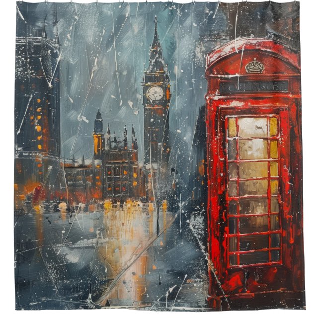 Big Ben und Red Phone Booth Duschvorhang (Vorderseite)