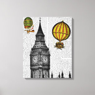 Big Ben und Vintage Heißluft-Ballone Leinwanddruck