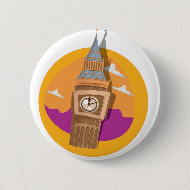 Big Ben Westminster Uhrturm Button (Vorderseite)