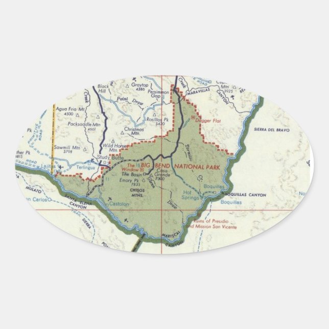 Big Bend National Park Map Sticker (Vorderseite)