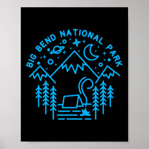 Big Bend National Park T-Shirt Camping Linienkunst Poster
