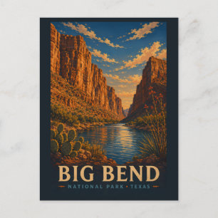 Big Bend National Park Texas Moderne Holzschnittku Postkarte