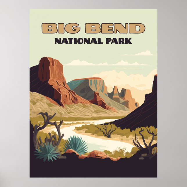 Big Bend National Park Texas Retro Travel Poster (Vorne)