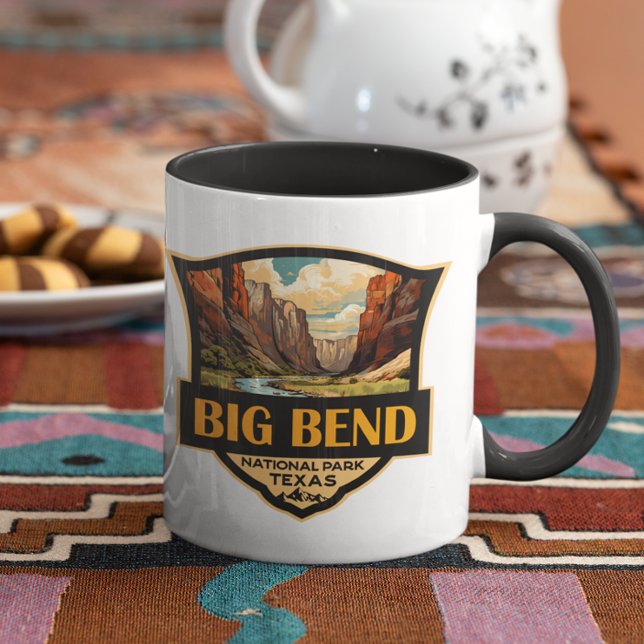Big Bend Nationalpark Illustration Retro Abzeichen Tasse (Von Creator hochgeladen)