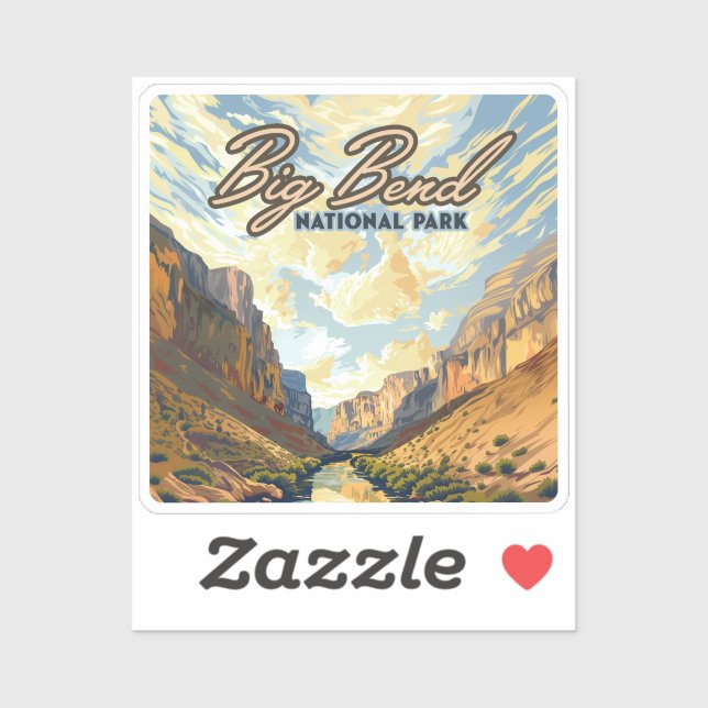 Big Bend Nationalpark Texas Desert Retro Aufkleber (Blatt)