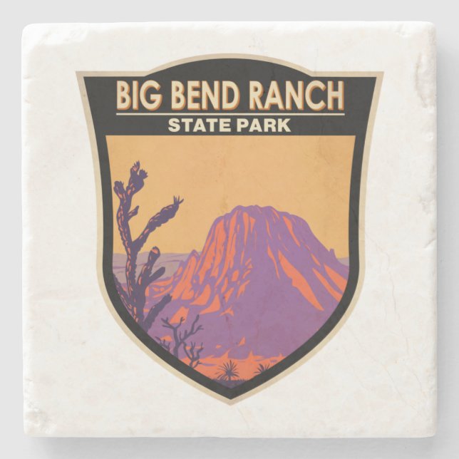 Big Bend Ranch Staat Park Texas Vintag Steinuntersetzer (Vorderseite)