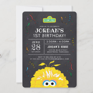 Big Bird Chalkboard Confetti Geburtstag Einladung