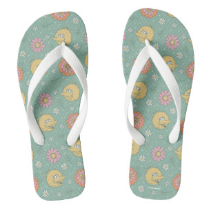 Big Bird Good Vibes Floral Pattern Flip Flops