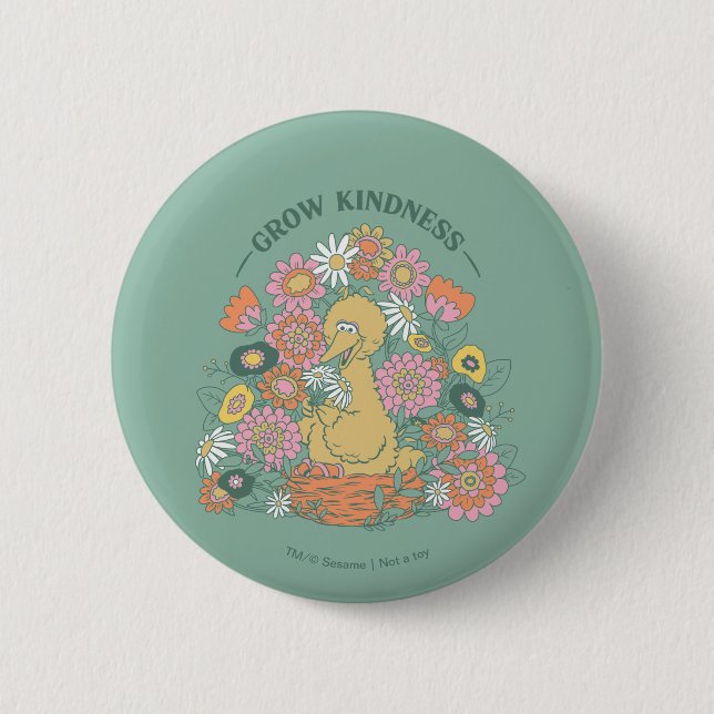 Big Bird | Grow Kindness floral Graphic Button (Vorderseite)