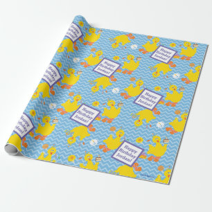 Big Bird Party Zickzack Muster Geschenkpapier
