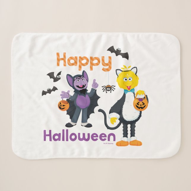 Big Bird und Count | Happy Halloween Sherpadecke (Vorderseite (Horizontal))