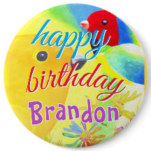 Big Birthday Birds Button