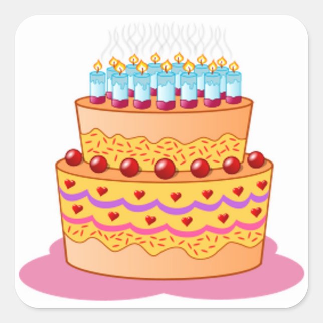 Big Birthday Cake Quadratischer Aufkleber (Vorderseite)