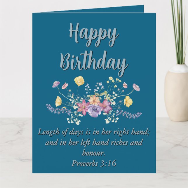 Big Birthday Mama Blue Floral Scripting Text Karte (Vorderseite)
