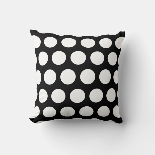 Big Black and White Polka Dots Kissen (Vorderseite)