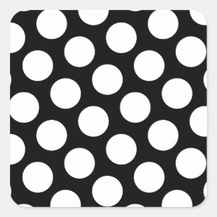 Big Black and White Polka Dots Quadratischer Aufkleber
