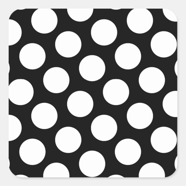 Big Black and White Polka Dots Quadratischer Aufkleber (Vorderseite)