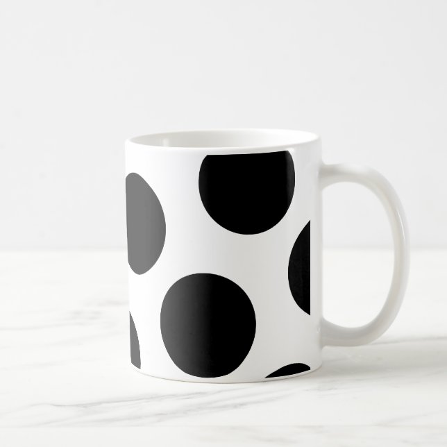 Big Black Diagonal Dots Kaffeetasse (Rechts)