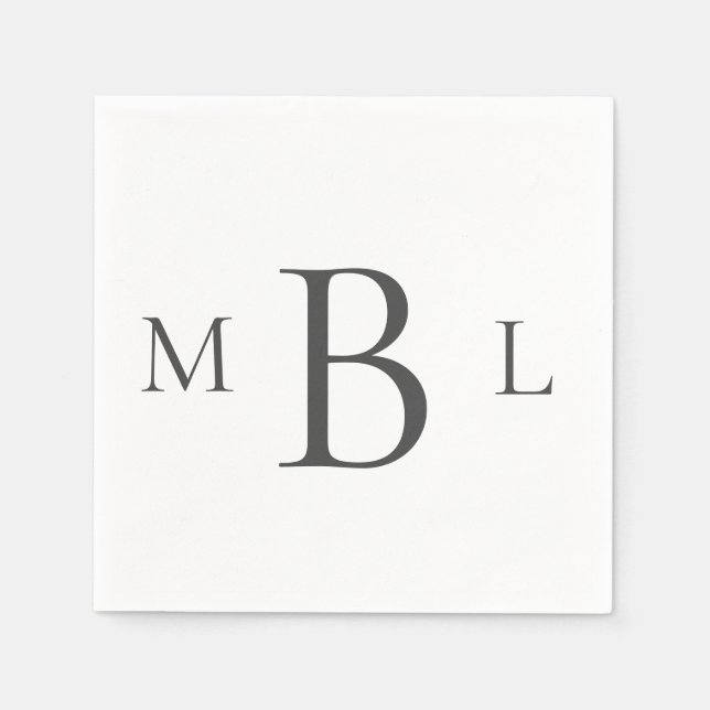 Big Black Monogram Simple Cocktail Napkins Serviette (Vorderseite)