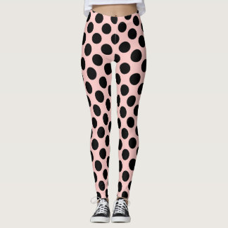 Big Black Polka Dots Muster auf blauen Leggings