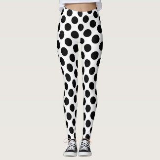 Big Black Polka Dots Muster Weiße Leggings