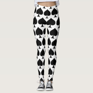 Big Black Spades Queen-Muster in Weiß Leggings