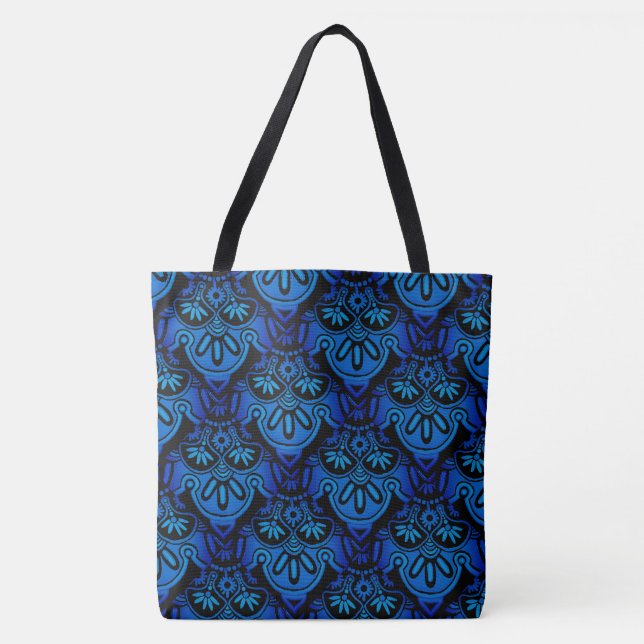Big Black Tribal geometrische und blaue Tasche (Vorderseite)