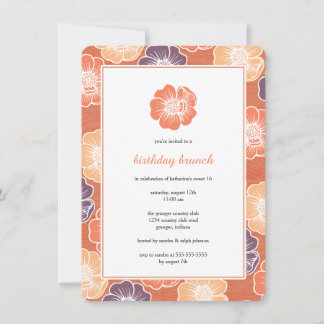 Big Bloom Sixteen Birthday Invites (orange) Einladung
