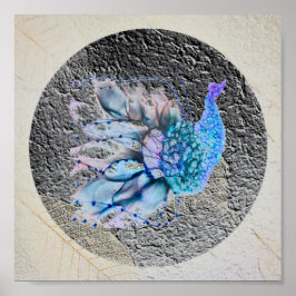 "Big Blue Bird" 8" x 8 "Gerahmt und matt Poster