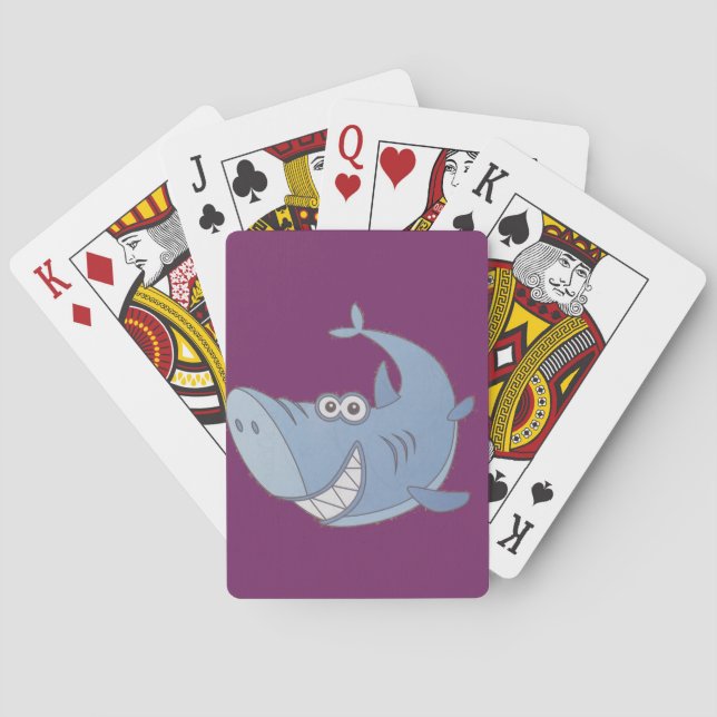 Big Blue Cartoon Shark Spielkarten (Rückseite)
