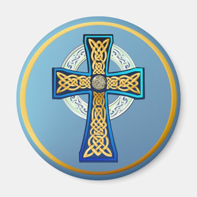 Big Blue Celtic Cross Magnet (Vorne)