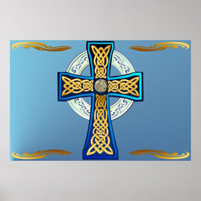 Big Blue Celtic Cross Poster (Vorne)