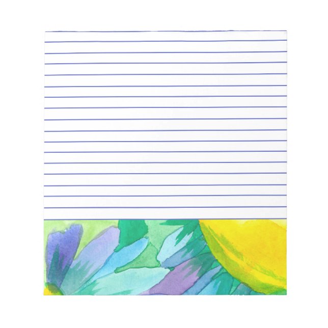 Big Blue Daisy gestrichene Aquarellfarben Blume Li Notizblock (Vorderseite)