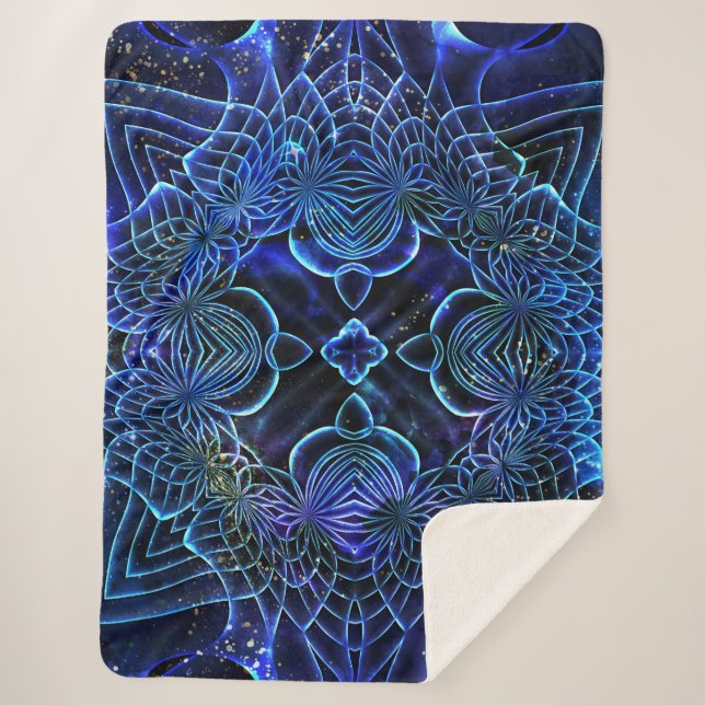 Big Blue Electric Galactic Geometry Sherpadecke (Vorderseite)