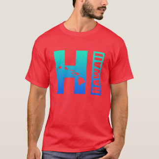 Big Blue Hawaii gestörtes Design T-Shirt